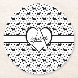 Black Scottish Terriers (Scottie Hundar) - White Underlägg Papper Rund