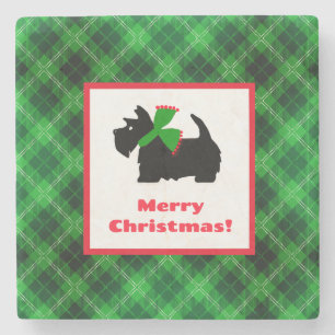 Black Scotty Hund Tartan Play jul Stenunderlägg