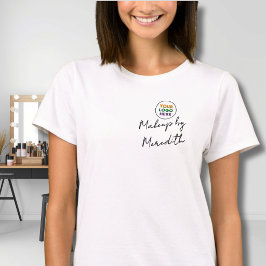 Black Script Employee Name Business Logo Makeup  T Shirt