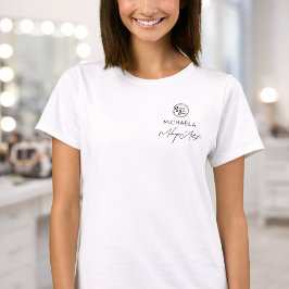 Black Script Employee Name Business Logo Makeup T Shirt