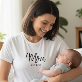 Black Script Established Mom Modern Minimalist T Shirt