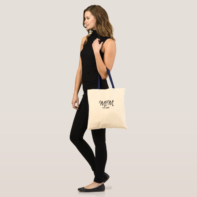 Black Script Established Mom Tote Bag Tygkasse (Fram (modell))