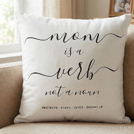 Black Script Mom Is a Verb Mother Keepsake Kudde