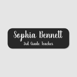 Black Script Teacher Classic Name Tag Namnbricka