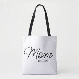 Black Script Typography Established Mom Tygkasse