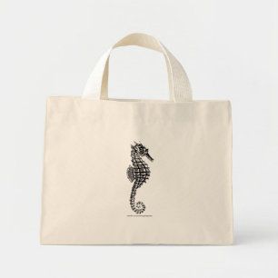 Black SEA HORSE Tote Bag Mini Tygkasse