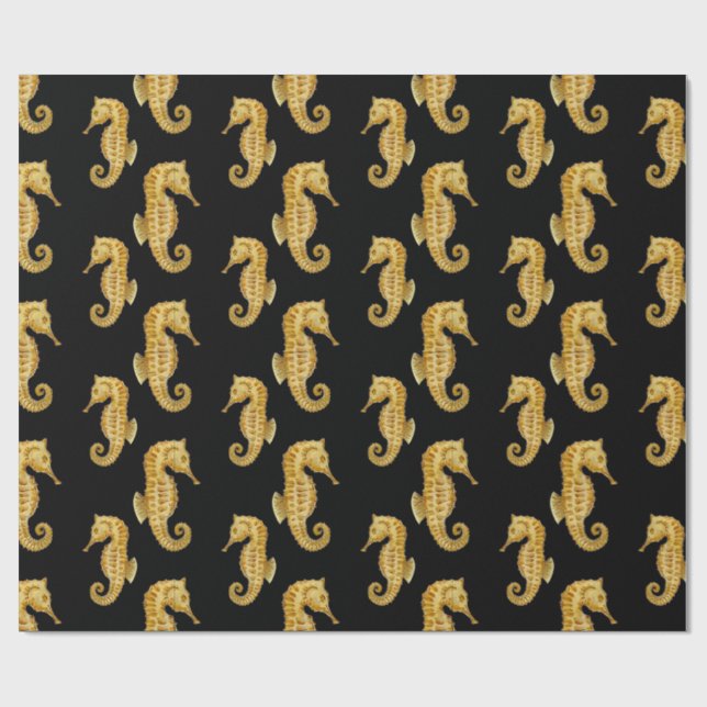 Black Seahorse Presentpapper (Platt)