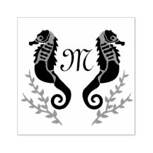 Black Seahorse Silhouette Monogram