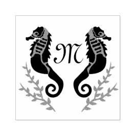 Black Seahorse Silhouette Monogram Stämpel