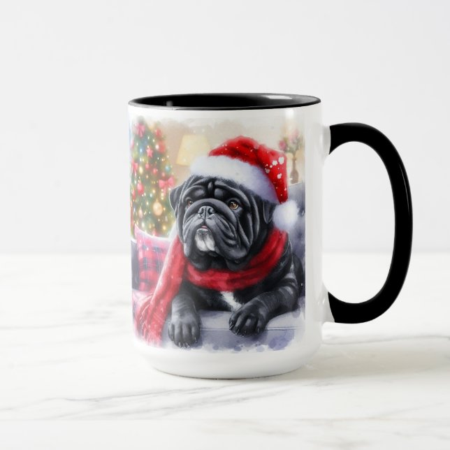 Black Seal Bulldog jul Scarf Coffee Mugg Kopp (Höger)