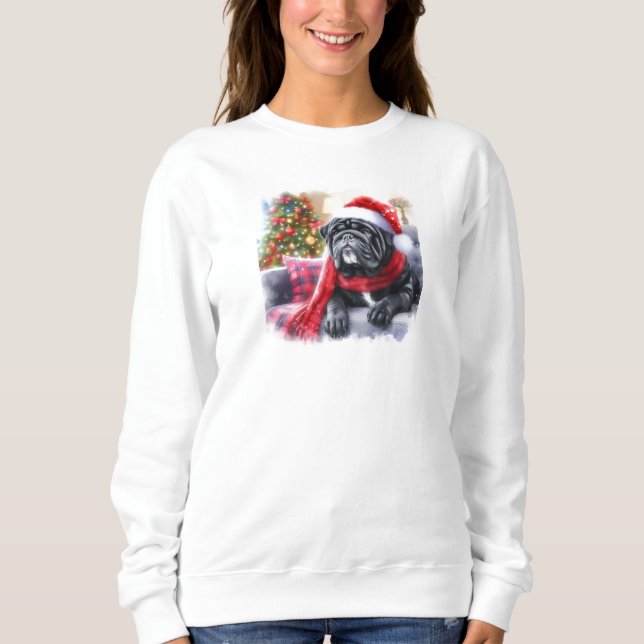 Black Seal English Bulldog Sweatshirt T Shirt (Framsida)