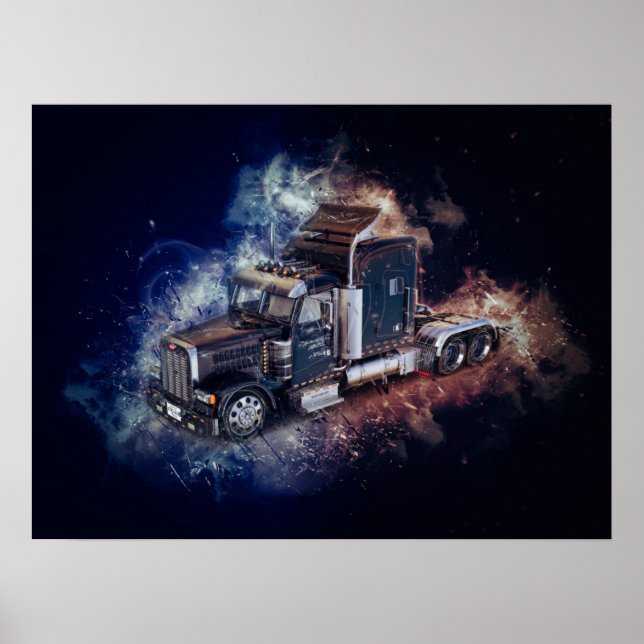 Black Semi Tractor Trailer 1 Poster (Framsidan)