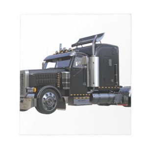Black Semi Tractor Trailer Lastbil Anteckningsblock