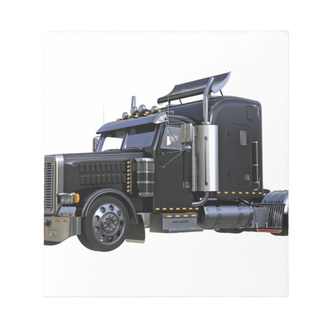 Black Semi Tractor Trailer Lastbil Anteckningsblock (Framsida)
