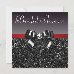 Black Sequins Diamond Bow Red Möhippa Inbjudningar