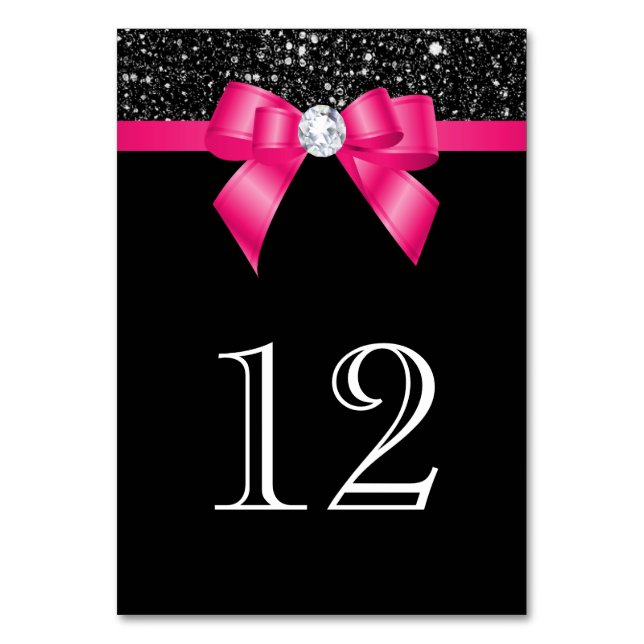 Black Sequins Shock rosa Bow Bordsnummer (Framsidan)