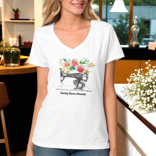 Black Sewing Maskin Seamstress T-Shirt (Skapare uppladdad)