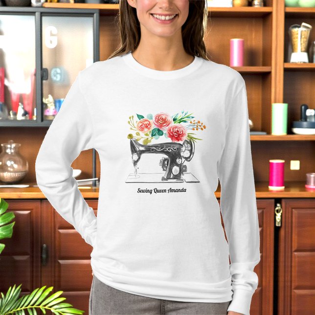 Black Sewing Maskin Tailor White T Shirt (Skapare uppladdad)