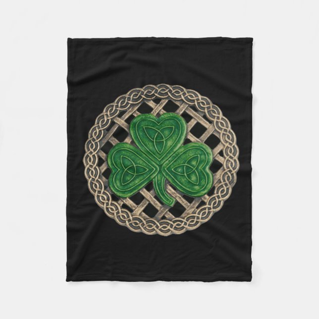 Black Shamrock på Celtic Knots Fleece Blanket (Framsidan)