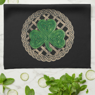 Black Shamrock på Celtic Knots kökshanddum Kökshandduk