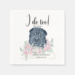 Black Shar Pei Hund Bröllop Cocktail Napkins Pappersservett