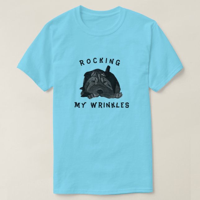 Black Shar Pei Hund Manar-Shirt T Shirt (Design framsida)