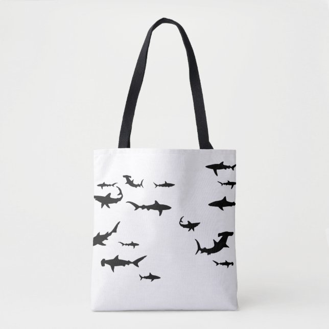 Black Sharks Silhouette Swimming Tygkasse (Framsida)
