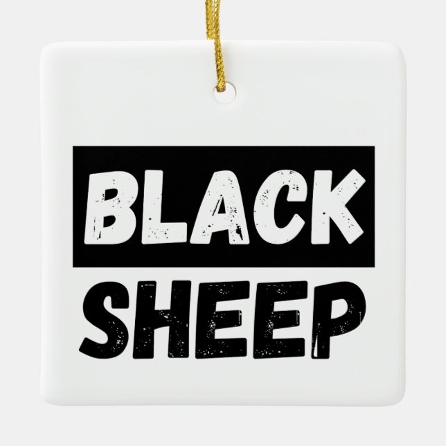 Black Sheep Bold Distressed Rebel Streetwear Art Julgransprydnad Keramik (Framsida)
