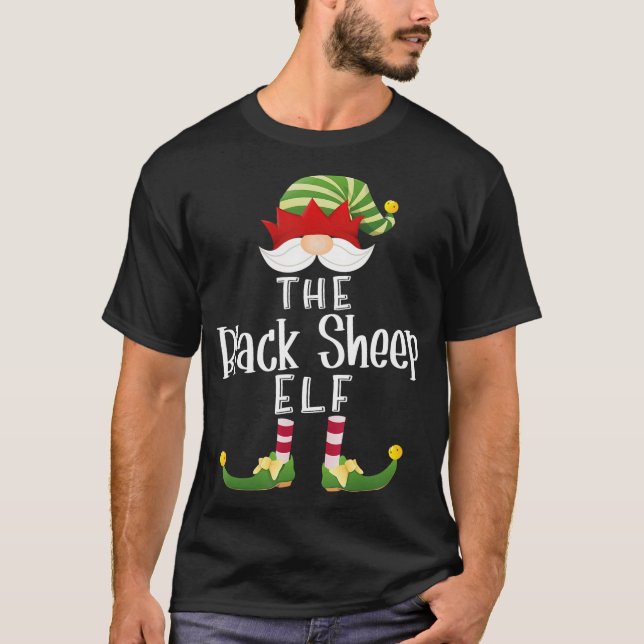 Black Sheep Elf Group jul Funny Pajama Party T Shirt (Framsida)