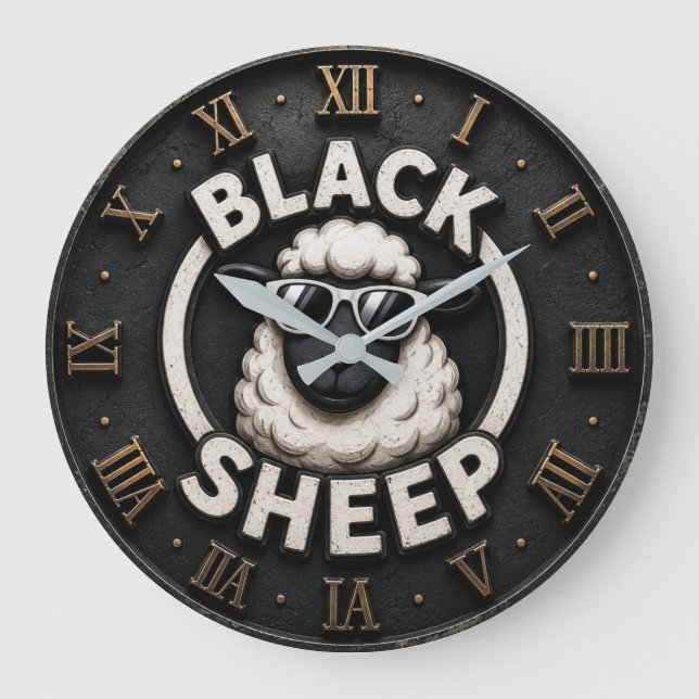 Black Sheep Funny Cool Farmhouse Sheep Decor Stor Klocka (Framsida)