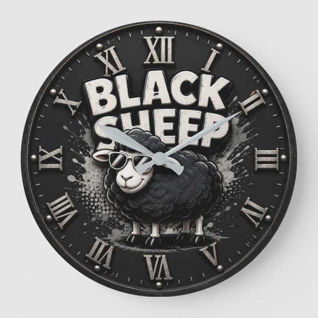 Black Sheep Funny Rustic Farmhouse Rebel Stor Klocka (Framsida)