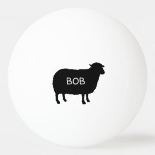 Black Sheep Silhouette med Anpassningsbar Text Pingisboll