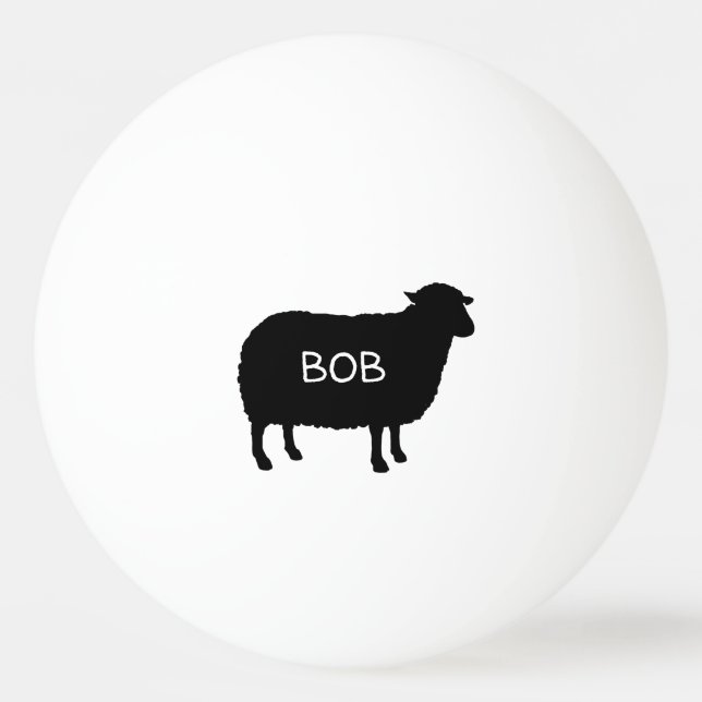 Black Sheep Silhouette med Anpassningsbar Text Pingisboll (Framsidan)