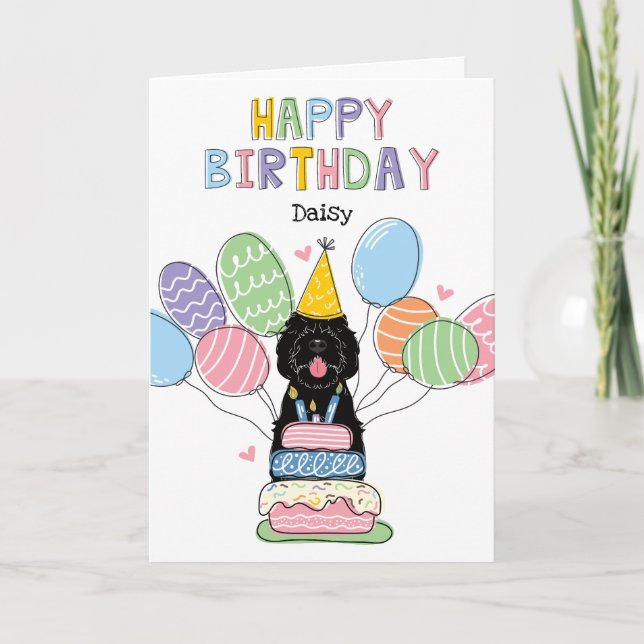 Black Sheepadoodle Hund Grattis på födelsedagen Kort (Framsida)