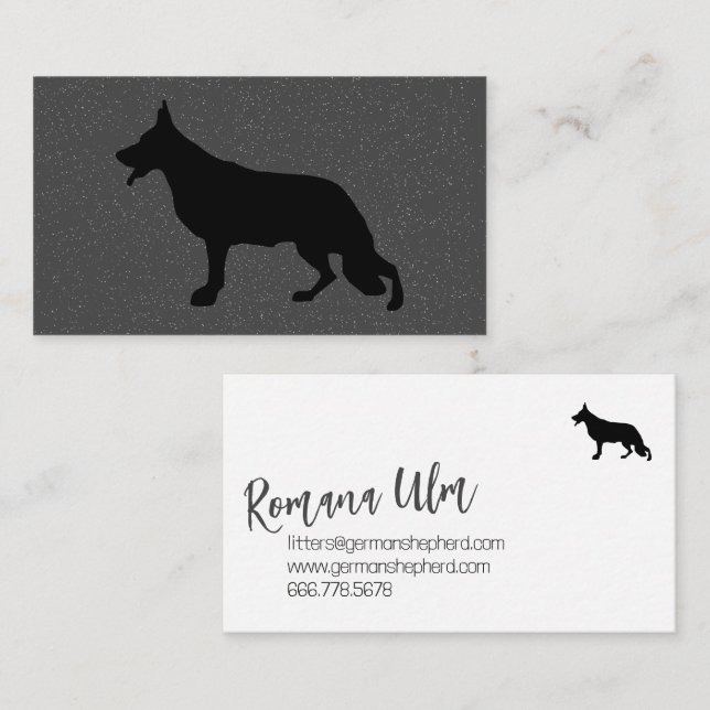 Black Shepherd Hund Illustration Visitkort (Fram/baksida)