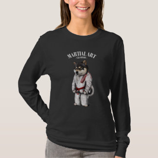 Black Shiba Hund Judo Karate Master in White Judog T Shirt