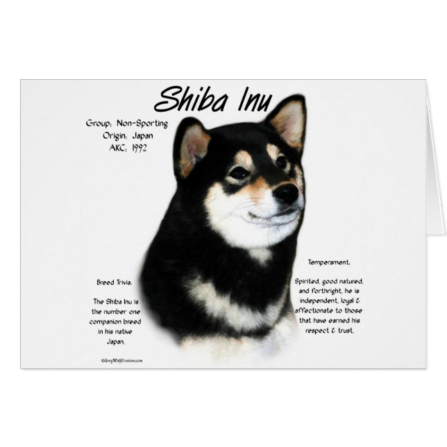 Black Shiba Inu Historik Hälsningskort (Framsidan Horizontal)