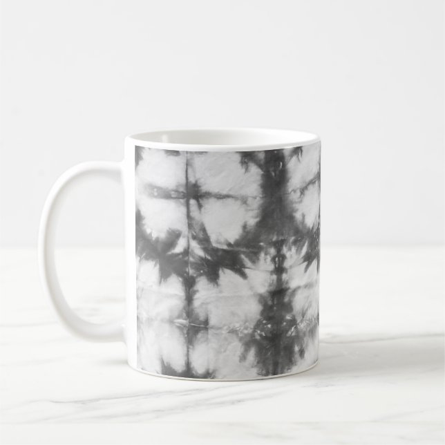 Black Shibori Mönster Tie Dye Art Coffee Mugg (Vänster)