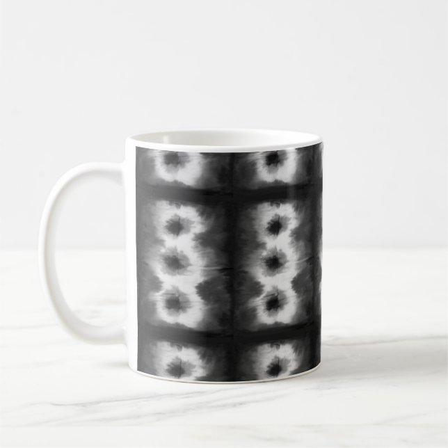 Black Shibori Mönster Tie Dye Art Kaffemugg (Vänster)
