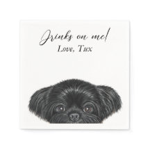 Black Shih Tzu Bröllop Cocktail Napkin