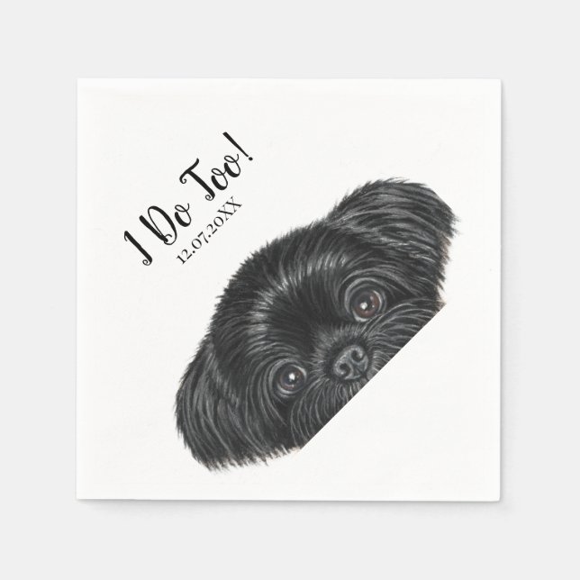 Black Shih Tzu Cocktail Napkins Bröllop Pappersservett (Framsidan)