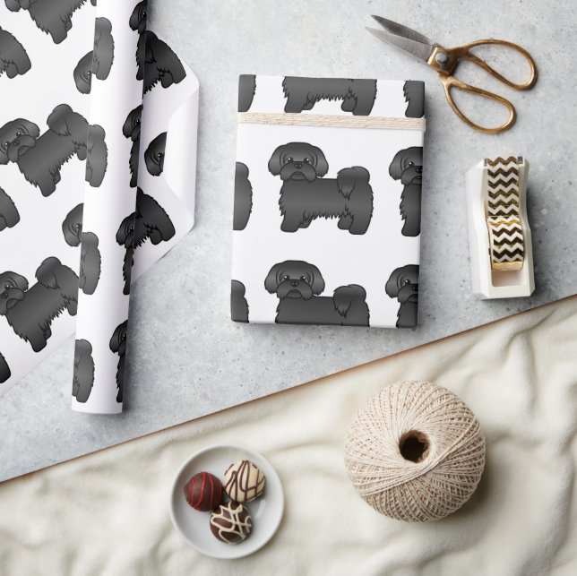 Black Shih Tzu Cute Tecknad hund Mönster Presentpapper (Hantverk)