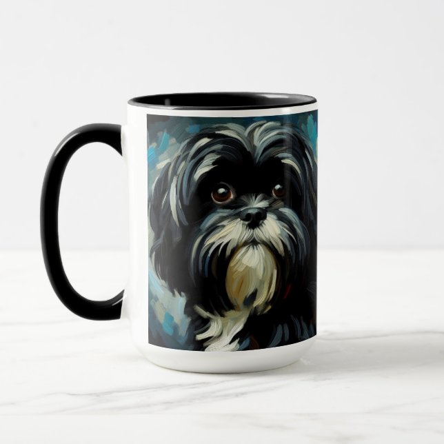 Black Shih Tzu Hund Coffee Mugg Kopp (Vänster)