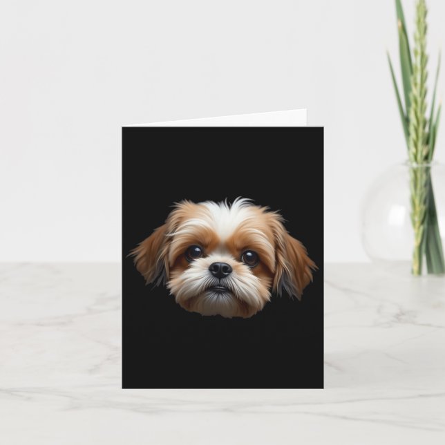Black Shih Tzu Hund Shih Tzu Ansikte Kort (Framsida)
