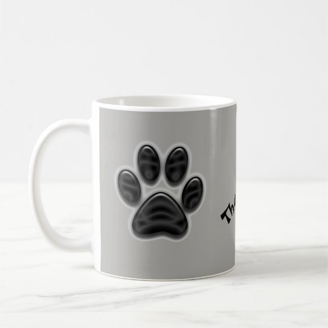 Black Shimmer Paw Print Tack Animal Caregiver Kaffemugg (Vänster)