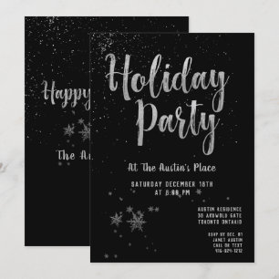 Black Shimmering Silver Julfest Inbjudningar
