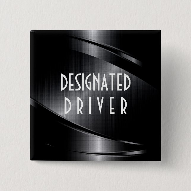 Black Shiny Metallic Brushed Aluminium-utseende Knapp (Framsida)