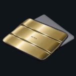 Black & Shiny Metallic Guld Rand Laptop Fodral<br><div class="desc">Elegantens moderna geometriska guld-toner är rostfritt stål med svart rand-accent. Valfritt monogram.</div>