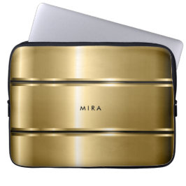 Black & Shiny Metallic Guld Rand Laptop Fodral