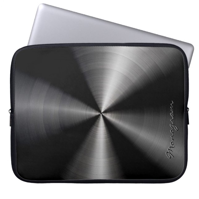 Black Shiny Metallic Stainless Steel-utseende Laptop Fodral (Framsidan)